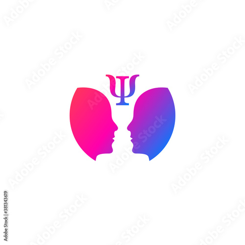 Psychology abstract logo with two male profiles