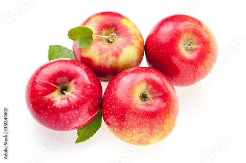 group juicy red apples isolate on white background