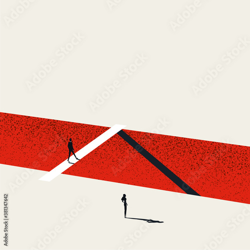 Business inequality, gender gap vector concept with man at advantage. Symbol of discrimination, different opportunity.