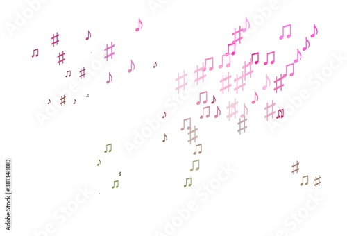Light Pink  Green vector pattern with music elements.