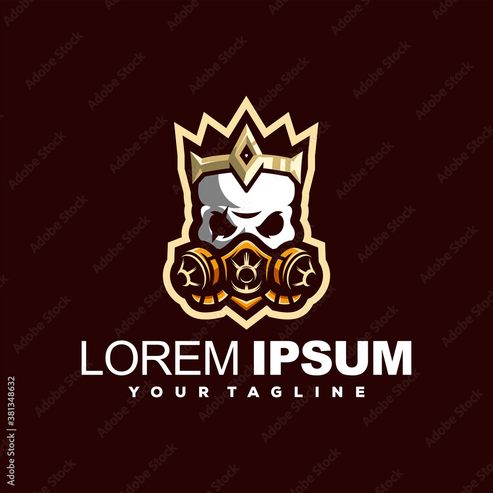skull gold crown logo design