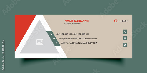 corporate email signature template with an author photo place modern layout