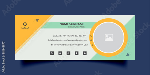 Business email signature template with an author photo place modern layout