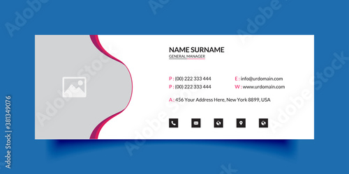 Business email signature template with an author photo place modern layout minimal background