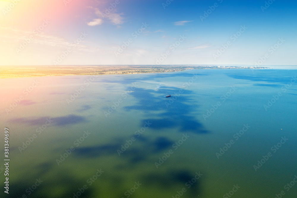 Seascape. Aerial view of the sea and seashore. Nature background