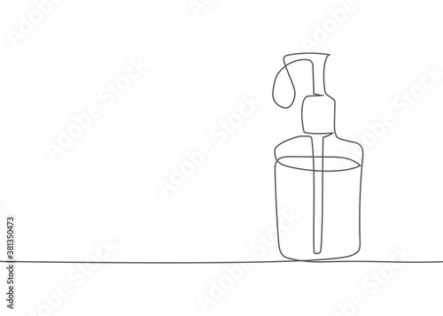 Coronavirus illustration Hand gel One line drawing