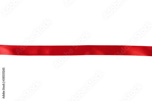 straight red ribbon separates white background