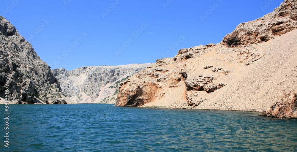 blue sky and the lovely Zrmanja river between Obrovac and the Novigrad sea, Croatia