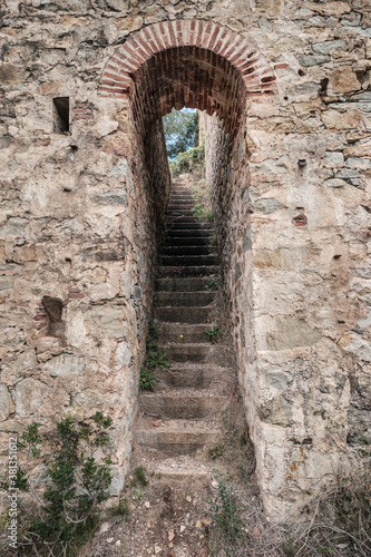 Staircase at Abandoned mine at Argentella in Corsica photo