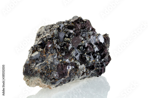 macro stone mineral Quartz Sphalerite Galena pyrite on a white background