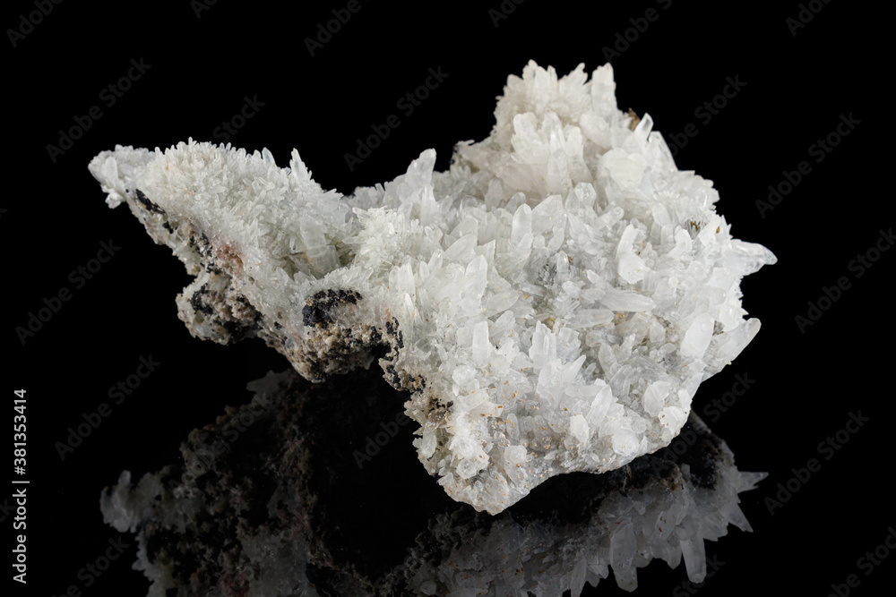 macro mineral stone Quartz Pyrite on a black background macro mineral stone Quartz Pyrite on a black background
