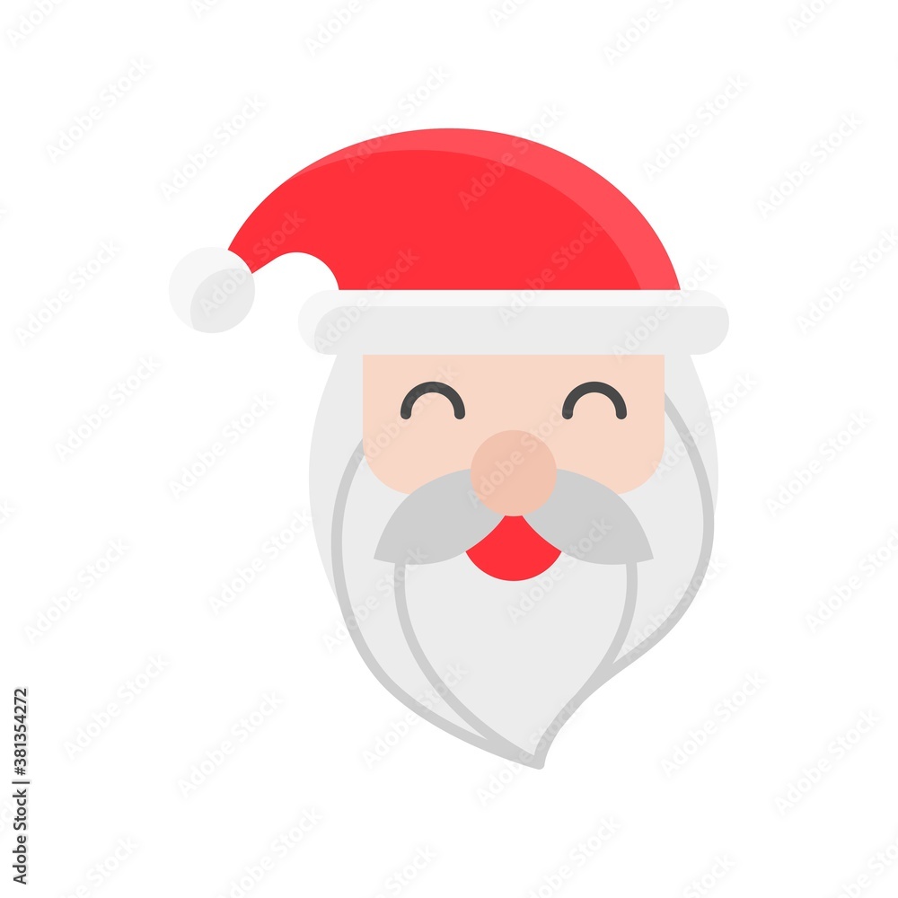 santa, clause smiles faces, and hat vectors, in flat style,