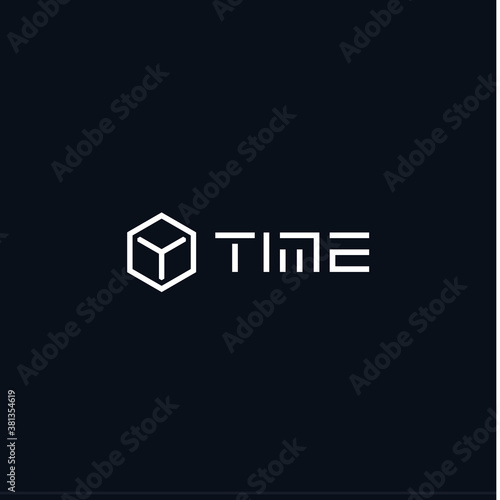 3d cube Time icon. Clock logo concept for sport timer, smart watch, fitness bracelet. Modern hexagon shape. Logotype concept design for business. Isolated vector illustration