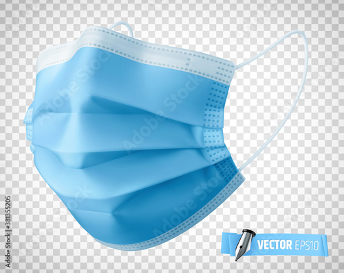 Masque chirurgical vectoriel sur fond transparent