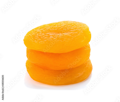 Dried apricots on a white background