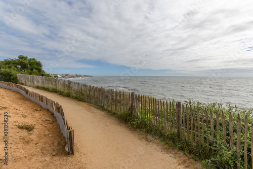 Footpath along the Atlantic Ocean on the French coast.
