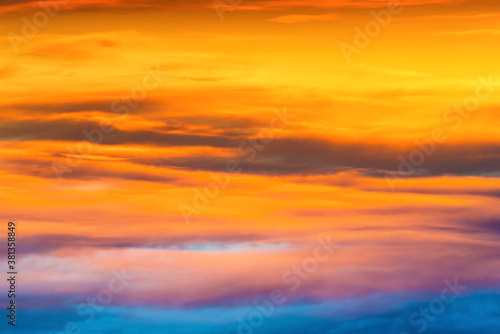 Sunset dramatic sky with colorful clouds as nature sunset background