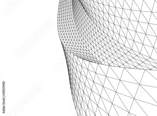 Abstract wired geometric shape 3d 