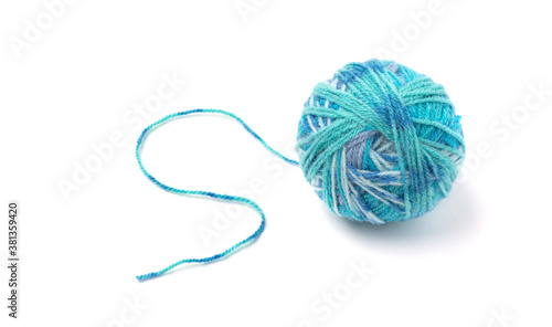 Ball of yarn on white background