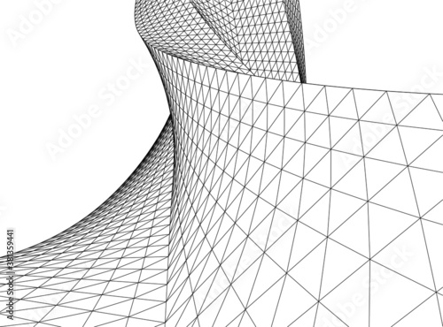 Abstract wired geometric shape 3d 