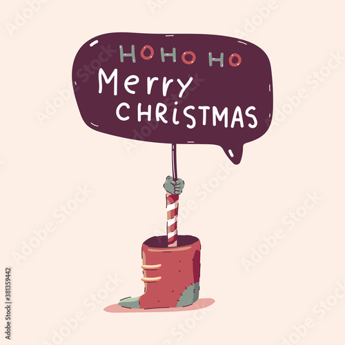 Merry Christmas board vector cartoon concept illustration isolated on background.