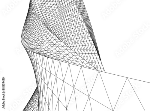 Abstract wired geometric shape 3d 