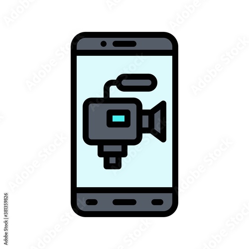 application icons set related mobile phone screen with video camera, screen and buttons vectors with editable stroke,
