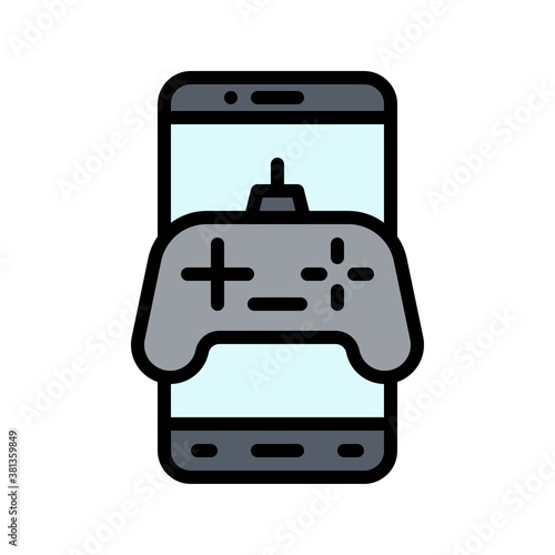 application icons set related mobile phone screen with game play board and buttons vectors with editable stroke,