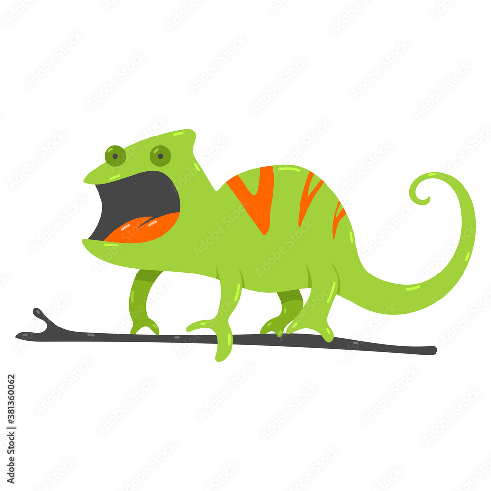 Fototapeta premium Chameleon vector cartoon illustration isolated on a white background.