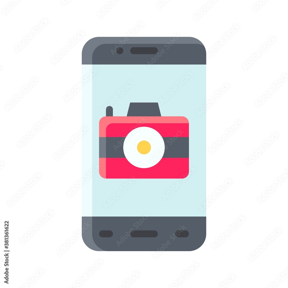 application icons set related mobile phone screen with camera, flash and buttons vectors in flat style, application icons set related mobile phone screen with camera, flash and buttons vectors in flat style,