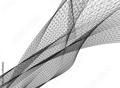 Abstract wired geometric shape 3d 