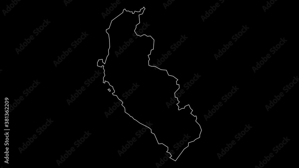 Ica Peru region map outline animation Ica Peru region map outline animation