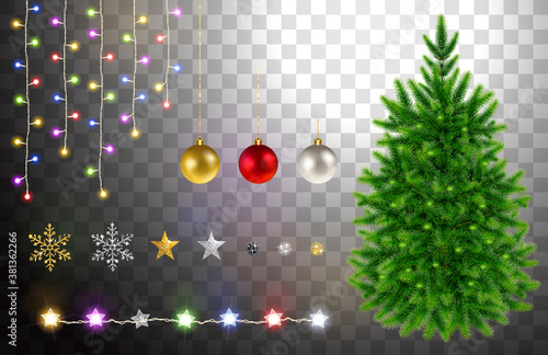 Christmas Tree and Decorative Elements