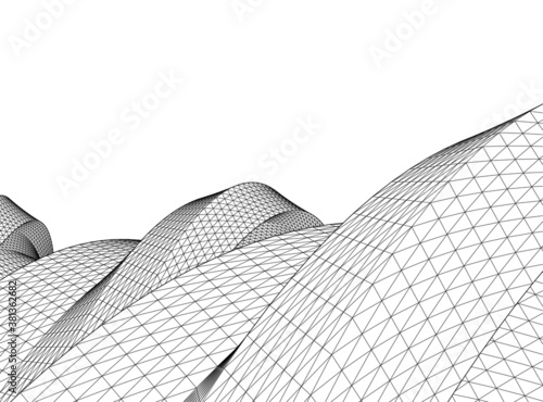 Abstract wired geometric shape 3d 