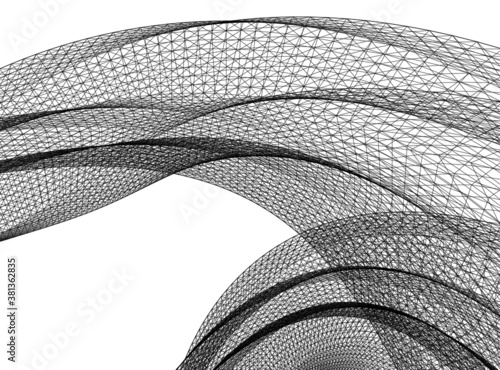 Abstract wired geometric shape 3d 