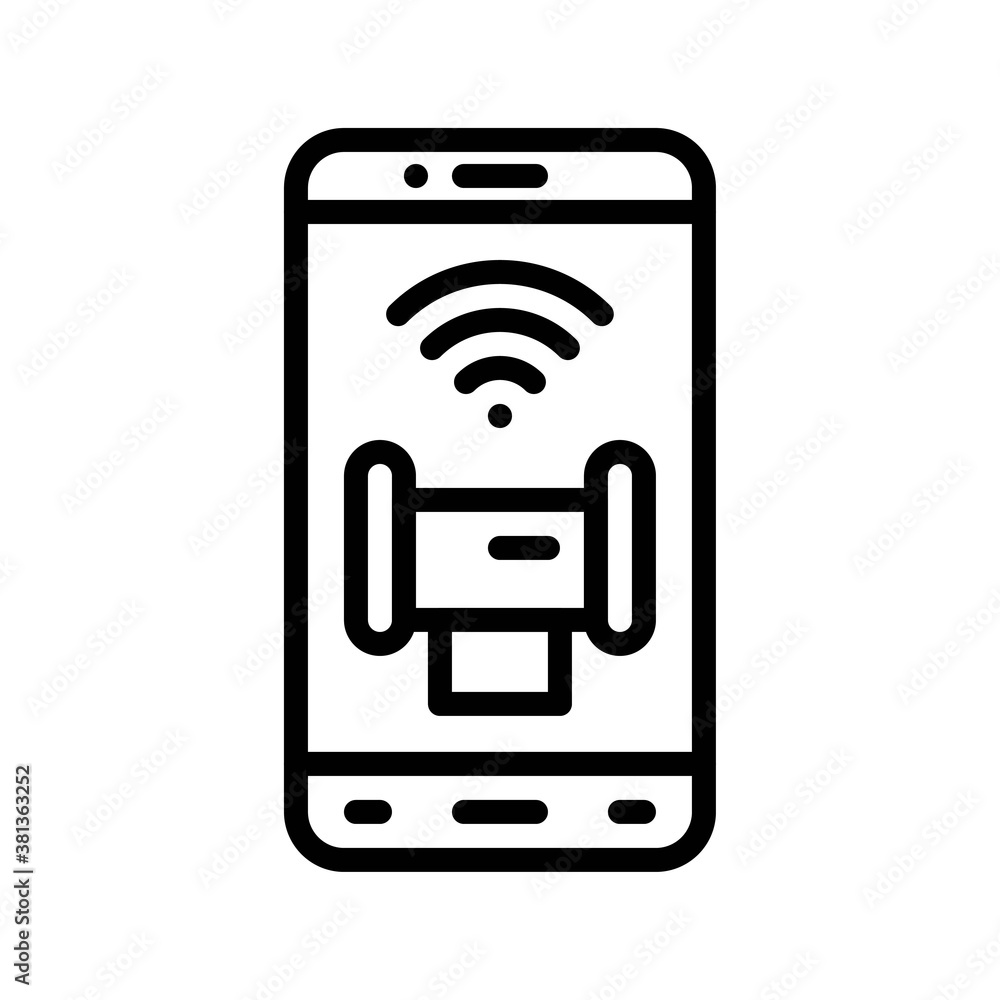 application icons set related mobile phone screen with wifi device and signals vectors in lineal style, application icons set related mobile phone screen with wifi device and signals vectors in lineal style,