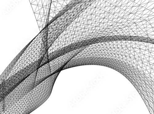 Abstract wired geometric shape 3d 