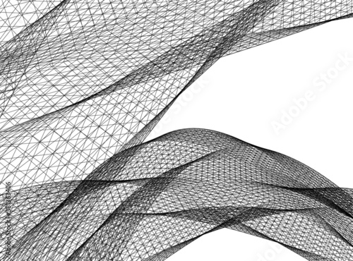Abstract wired geometric shape 3d 