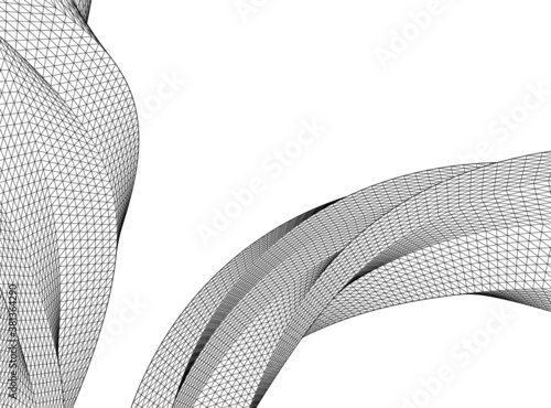 Abstract wired geometric shape 3d 