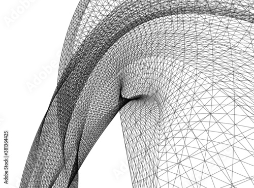 Abstract wired geometric shape 3d 