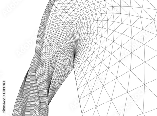 Abstract wired geometric shape 3d 