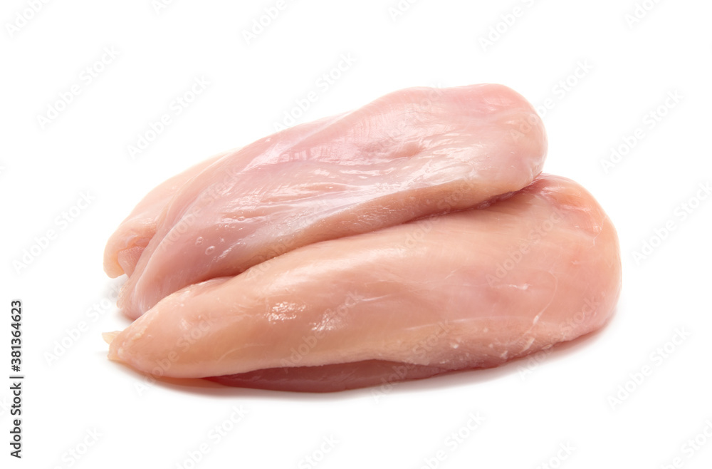 Raw chicken breast fillets isolated on white Raw chicken breast fillets isolated on white
