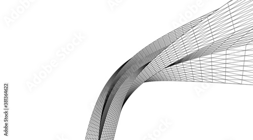 Abstract wired geometric shape 3d 