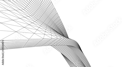 Abstract wired geometric shape 3d 