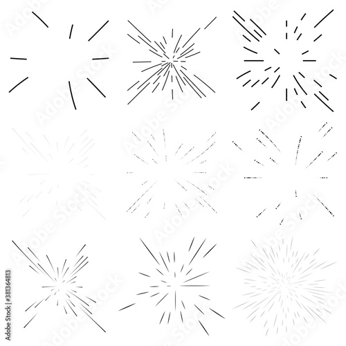 Radial, radiating lines abstract burst, explosion, fireworks effect