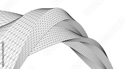 Abstract wired geometric shape 3d 