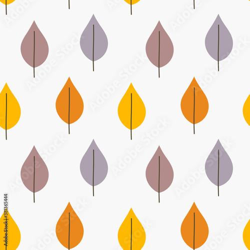Autumn leaves flat seamless pattern.