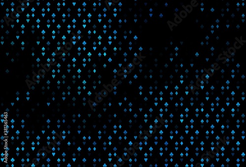 Dark BLUE vector background with cards signs.
