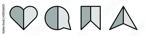Like, comment, share and save. Modern vector icons isolated on white background.