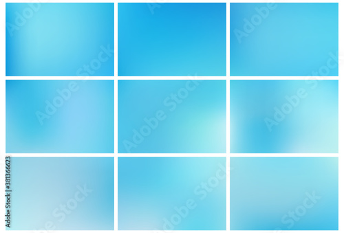 Gradient Blue abstract backgrounds set.